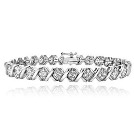 Real 18.90 Carat Princess Diamond Tennis Bracelet White Gold 14K Jewel